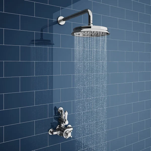 Chatsworth 1928 Twin Exposed Thermostatic Shower Pack (with Valve, Elbow + Fixed Shower Head)