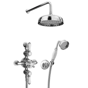 Trafalgar Triple Exposed Thermostatic Shower (incl. Valve, Elbow, Handset + Fixed Shower Head)
