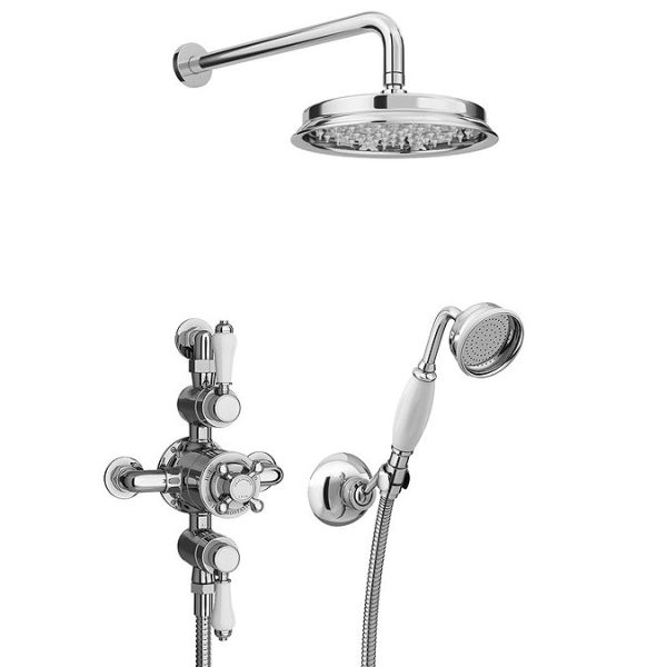 Chatsworth 1928 Triple Exposed Thermostatic Shower (incl. Valve, Elbow, Handset + Fixed Shower Head) - Image 5