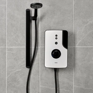 Triton ENlight Thermostatic 9.5kw White Electric Shower with Back to Wall Kit