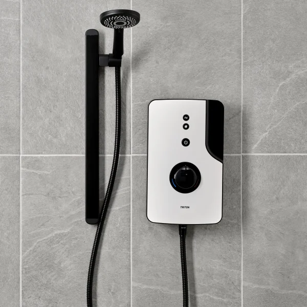 Triton ENlight Thermostatic 9.5kw White Electric Shower with Back to Wall Kit