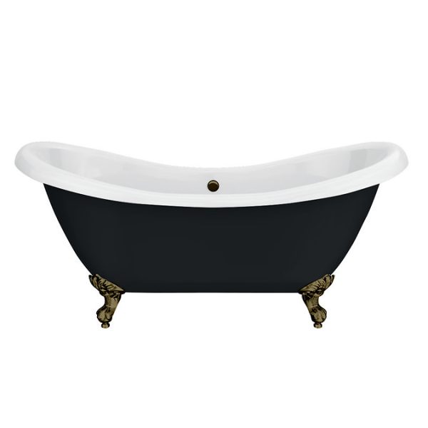 Earl Black 1750 Double Ended Roll Top Slipper Bath + Antique Brass Leg Set - Image 3
