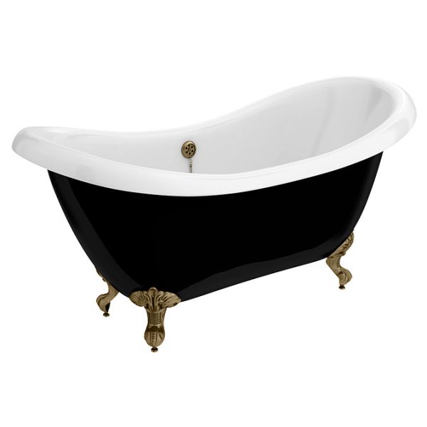 Earl Black 1750 Double Ended Roll Top Slipper Bath + Antique Brass Leg Set - Image 2