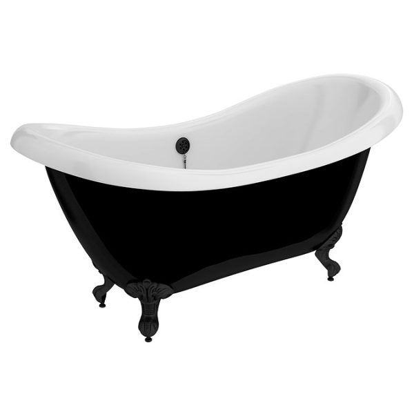 Earl Black 1750 Double Ended Roll Top Slipper Bath + Matt Black Leg Set - Image 3