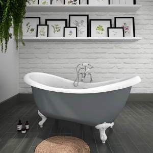 Earl Grey 1750 Double Ended Roll Top Slipper Bath w. Ball + Claw Leg Set