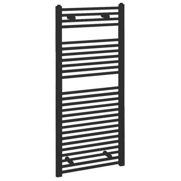 Reina Diva H800 x W500mm Black Flat Electric Towel Rail ON/OFF Element