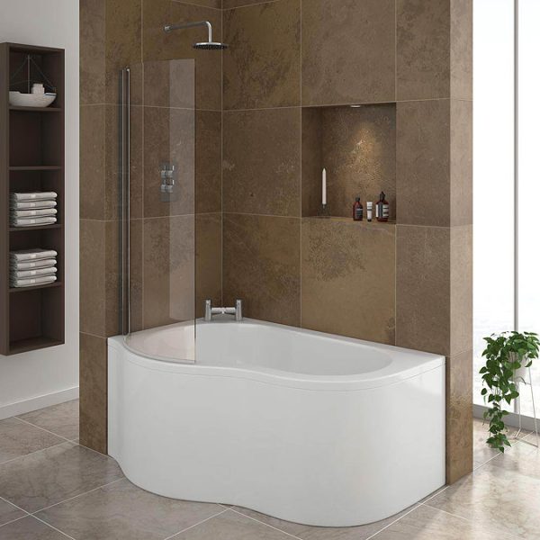 Venice Curved Corner Shower Bath   1500mm with Screen + Panel - Image 3