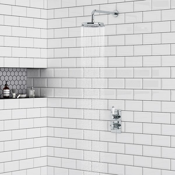 Thames Traditional Shower Package with Concealed Valve + 8" AirTec Head - Image 7