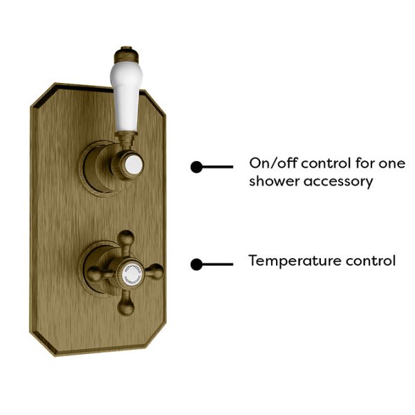 Trafalgar Antique Brass Shower with Concealed Valve + Ceiling Mounted 8" Head - Image 6