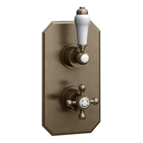 Trafalgar Antique Brass Shower with Concealed Valve + Wall Mounted 8" Head - Image 6