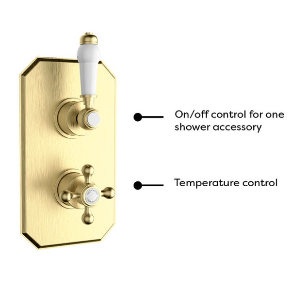 Trafalgar Brushed Brass Shower with Concealed Valve + Wall Mounted 8" Head - Image 6