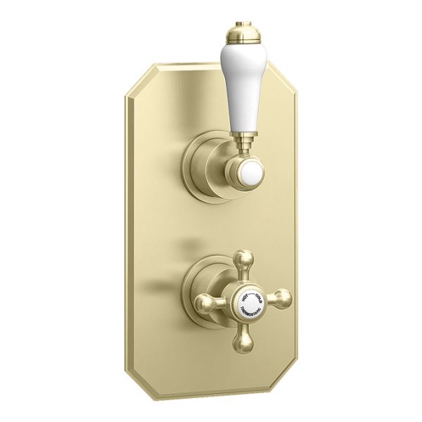 Trafalgar Brushed Brass Shower with Concealed Valve + Wall Mounted 8" Head - Image 5