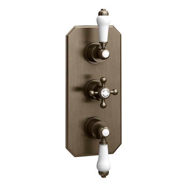 Trafalgar Antique Brass Shower with Concealed Valve, Ceiling Mounted 8" Head + Handset - Image 6
