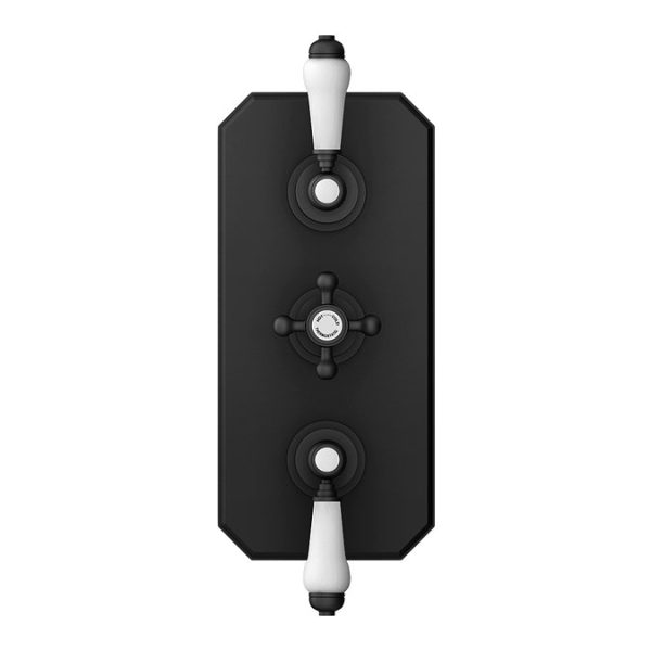 Trafalgar Matt Black Shower with Concealed Valve, Wall Mounted 8" Head + Handset - Image 2