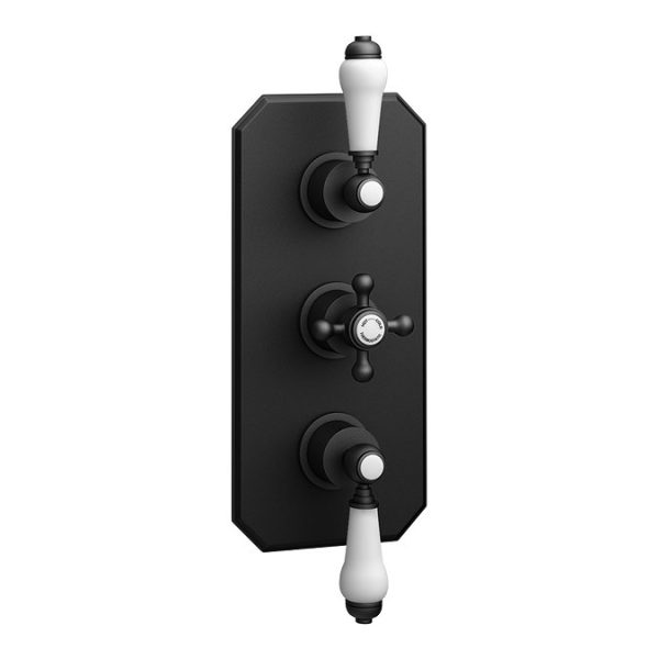 Trafalgar Matt Black Shower with Concealed Valve, Wall Mounted 8" Head + Handset - Image 6