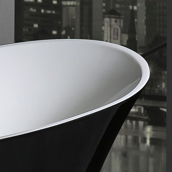 Nova Black Sparkle 1750 Modern Double Ended Slipper Bath - Image 4