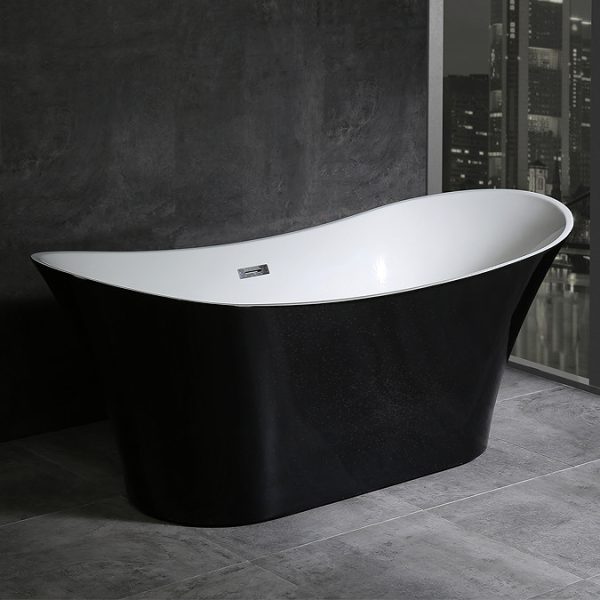 Nova Black Sparkle 1750 Modern Double Ended Slipper Bath - Image 2
