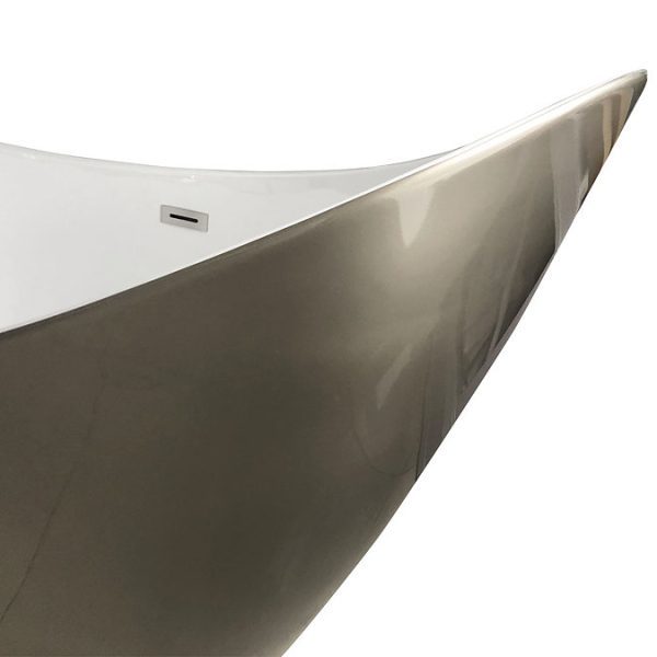 Nova Titanium Silver 1570 Modern Small Free Standing Slipper Bath - Image 3