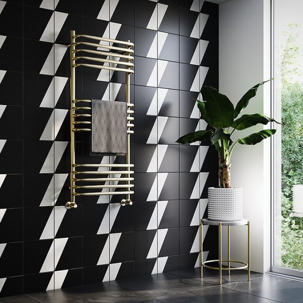 Foundry Heated Towel Rail 500 x 1200mm Brushed Brass - Image 2
