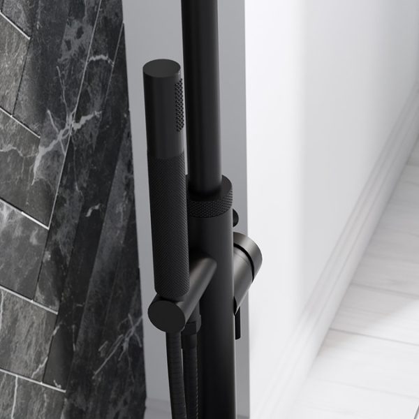 Foundry Matt Black Freestanding Bath Shower Mixer Tap - Image 5