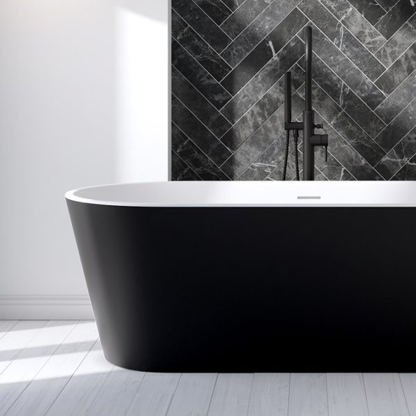 Foundry Matt Black Freestanding Bath Shower Mixer Tap - Image 6