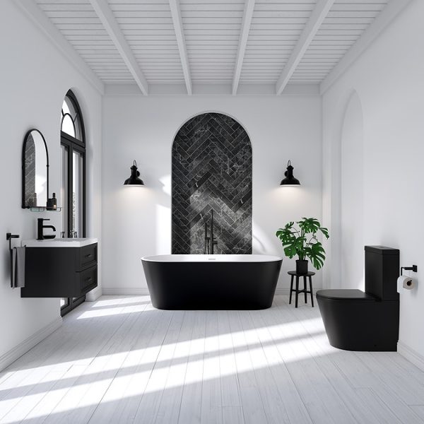 Foundry Matt Black Freestanding Bath Shower Mixer Tap - Image 2