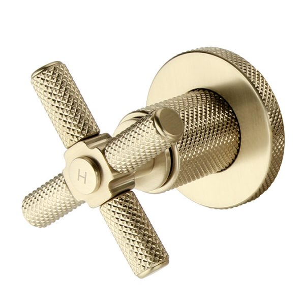 Foundry Wall Mounted 3 Hole Basin Mixer Tap Brushed Brass - Image 3