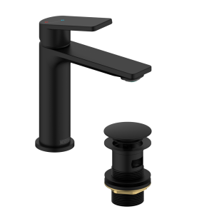 Bristan Frammento Eco Start Basin Mixer with Waste   Black