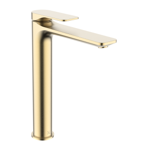 Crosswater Fuse Tall Mono Basin Mixer with Clicker Waste   Brushed Brass