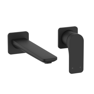 Crosswater Fuse Wall Mounted 2 Hole Set Basin Mixer   Matt Black