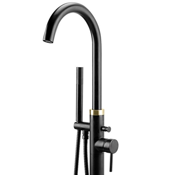 Gatsby Matt Black & Brushed Brass Freestanding Bath Shower Mixer Tap - Image 4
