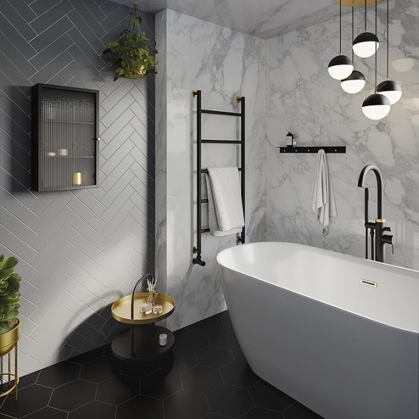 Gatsby Matt Black & Brushed Brass Freestanding Bath Shower Mixer Tap - Image 2