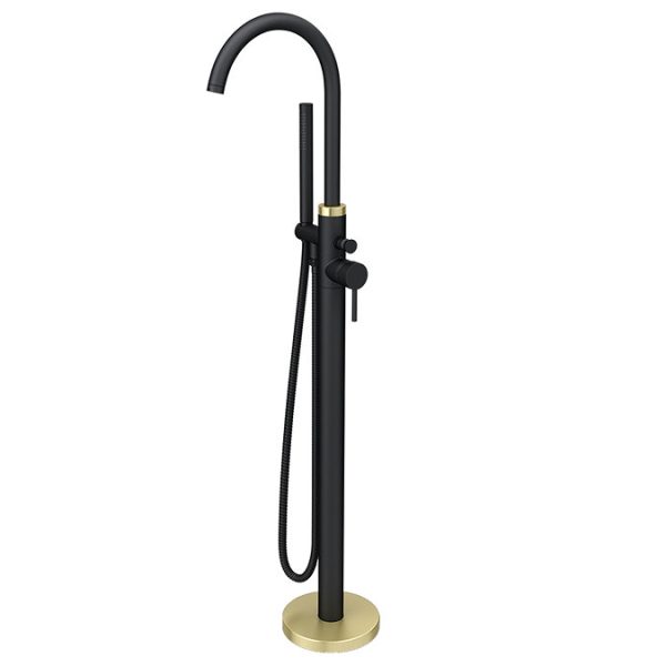 Gatsby Matt Black & Brushed Brass Freestanding Bath Shower Mixer Tap - Image 3