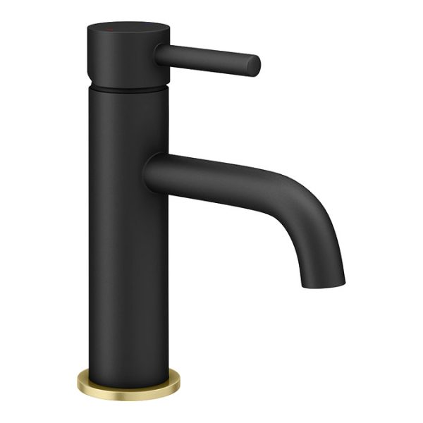 Gatsby Matt Black & Brushed Brass Round Mono Basin Mixer Tap - Image 2