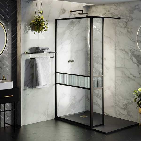 Gatsby Matt Black & Brushed Brass Round Shower Package with Concealed Valve + Head - Image 3