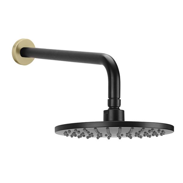 Gatsby Matt Black & Brushed Brass Round Shower Package with Concealed Valve + Head - Image 6