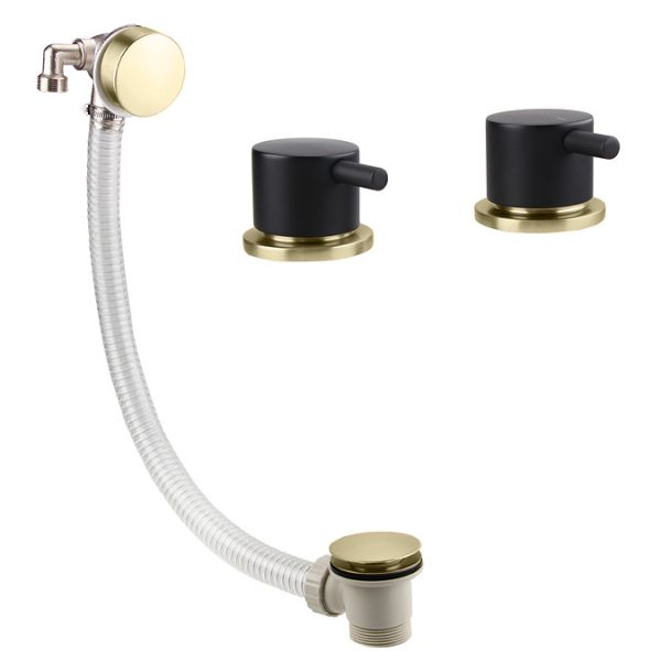 Gatsby Matt Black & Brushed Brass Side Valves and Overflow Filler - Image 6