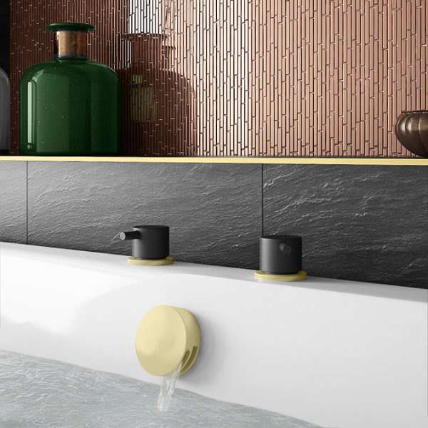 Gatsby Matt Black & Brushed Brass Side Valves and Overflow Filler - Image 2