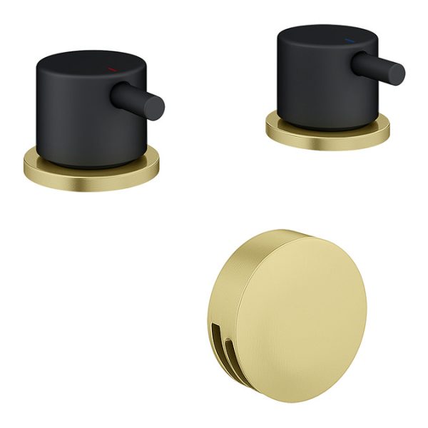 Gatsby Matt Black & Brushed Brass Side Valves and Overflow Filler - Image 3