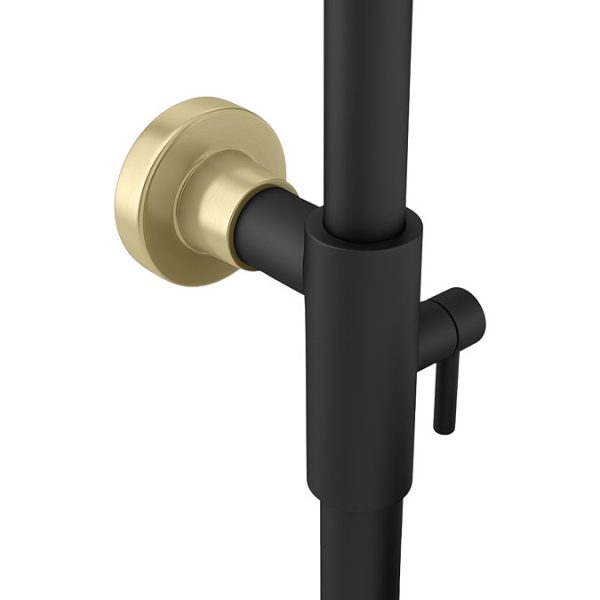 Gatsby Matt Black & Brushed Brass Round Thermostatic Shower - Image 3