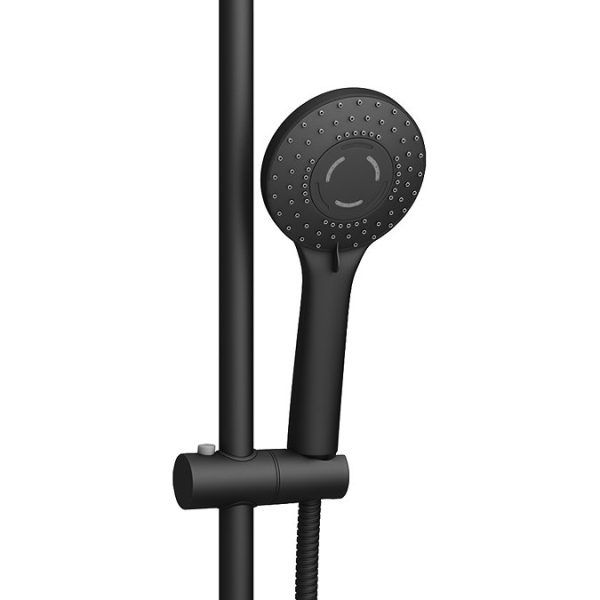 Gatsby Matt Black & Brushed Brass Round Thermostatic Shower - Image 5