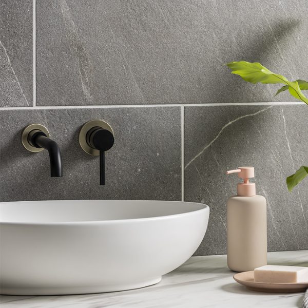 Gatsby Matt Black & Brushed Brass 2 Hole Basin Mixer Tap - Image 5