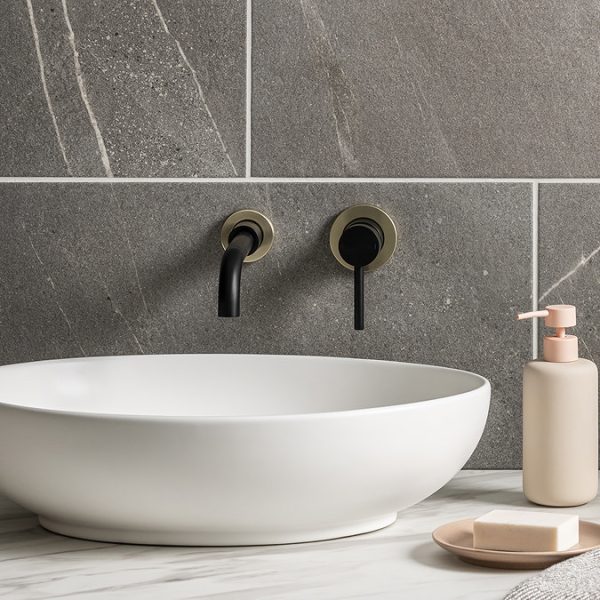 Gatsby Matt Black & Brushed Brass 2 Hole Basin Mixer Tap - Image 6