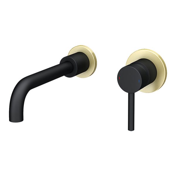 Gatsby Matt Black & Brushed Brass 2 Hole Basin Mixer Tap - Image 4