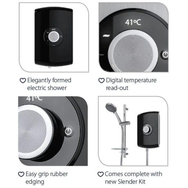 Triton Amore DuElec 9.5kw Electric Shower   Gloss Black - Image 5