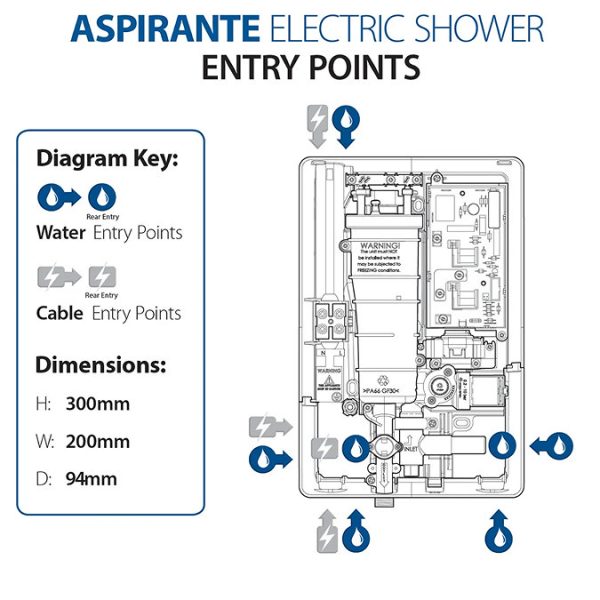 Triton Aspirante UNIQ 9.5kw Electric Shower   Brushed Steel - Image 2