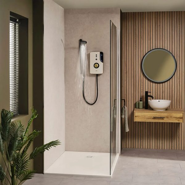 Triton ENlight Thermostatic 9.5kw Taupe Electric Shower with Back to Wall Kit - Image 3