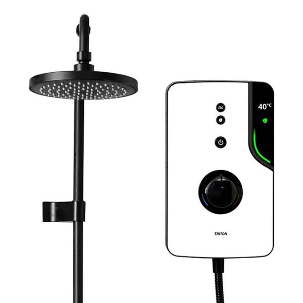 Triton ENlight Thermostatic White Electric Shower with Black UNIQ Shower Kit - Image 3