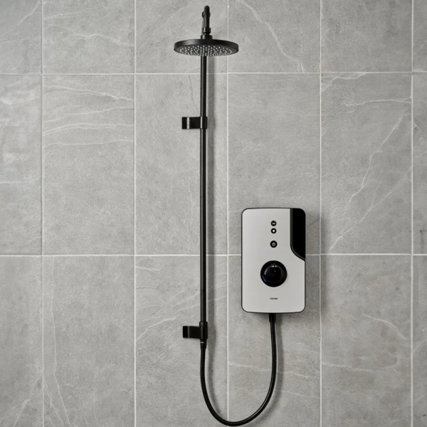 Triton ENlight Thermostatic Grey Electric Shower with Black UNIQ Shower Kit