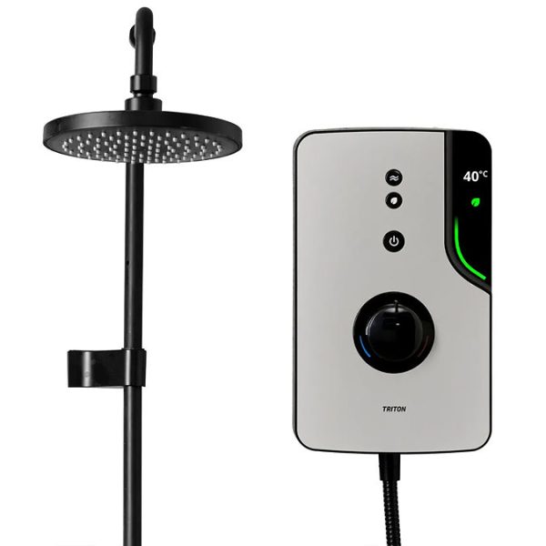 Triton ENlight Thermostatic Grey Electric Shower with Black UNIQ Shower Kit - Image 3